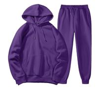 Conjunto de 2 piezas para hombre, básico, liso, para correr, con capucha, pantalones de correr, sudadera de manga larga y pantalones deportivos, ajuste cómodo, conjunto completo de 2 piezas, Morado