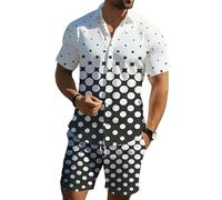Conjunto de 2 Piezas para Hombre Camisa de Manga Corta con Botones y Pantalones Cortos con Estampado 3D de Esqueleto Floral Conjunto de Verano para Playa Camisa Hawaiana