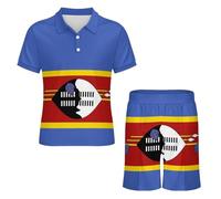 Conjunto De 2 Piezas para Hombre con Estampado De La Bandera del Reino De Eswatini Chándal De Verano Informal Y A La Moda Conjuntos Cortos para Hombre