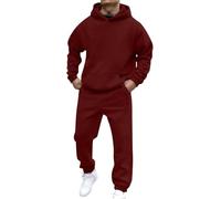 Conjunto de 2 piezas para hombre, sudadera de entrenamiento para hombre, pantalones de franela, granate, S