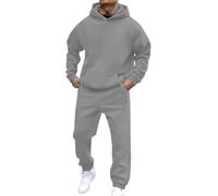 Conjunto de 2 piezas para hombre, sudadera de entrenamiento para hombre, pantalones de franela, gris, XL