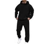 Conjunto de 2 piezas para hombre, sudadera de entrenamiento para hombre, pantalones de franela, Negro, XXL