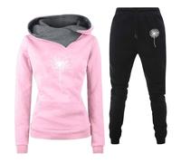 Conjunto de 2 piezas para mujer, chándal elástico, cómodo, sudadera con capucha y pantalones informales, deportivos, anchos, gimnasia, yoga, elegantes, conjuntos de fitness, color liso con bolsillos