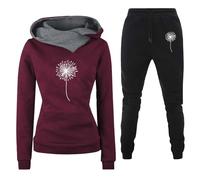 Conjunto de 2 piezas para mujer, chándal elástico, cómodo, sudadera con capucha y pantalones informales, deportivos, anchos, gimnasia, yoga, elegantes, conjuntos de fitness, color liso con bolsillos