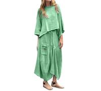 Conjunto de 2 piezas para mujer, falda casual, falda de manga larga, faldas irregulares, trajes a juego 2025, vestidos para salir, viajes, vestido midi para vacaciones casuales al aire libre, verde