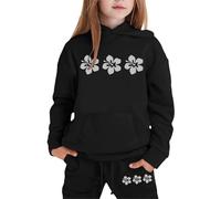 Conjunto de 2 Piezas para niña: Sudadera con Capucha y Pantalones Deportivos Informales, chándal Estampado para niñas pequeñas y niños.