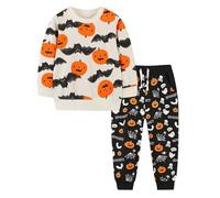 Conjunto de 2 piezas para niñas, camisetas y pantalones estampados cuello redondo informales, ropa juego niñas a 7 años, cómoda el día día. Moño Traje