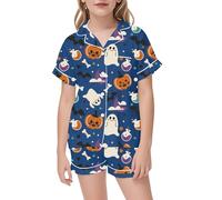 Conjunto de 2 Piezas para niñas, Ropa Juego Informal con Estampado Manga Corta y Cintura elástica cómoda, niños pequeños Uso Diario a 13 años Trajes Formal