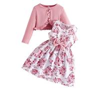 Conjunto de 2 piezas para niñas, vestidos para niñas pequeñas con chaqueta, conjuntos casuales de primavera y otoño para niñas de 2 a 8 años, vestido sin mangas de Traje De Cumpleaños Niño De 2 Año
