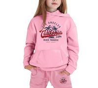 Conjunto de 2 Piezas para niñas y niñas, con Capucha de Los Ángeles, California, con Capucha, Pantalones de Entrenamiento de Invierno, Pantalones de chándal Activos Casuales 2025