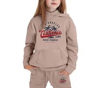 Conjunto de 2 Piezas para niñas y niñas, con Capucha de Los Ángeles, California, con Capucha, Pantalones de Entrenamiento de Invierno, Pantalones de chándal Activos Casuales 2025