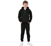 Conjunto de 2 piezas para niño con capucha y hombros caídos, sudadera con cremallera de 1/4 y pantalones deportivos con pantalones de invierno para niños 5T (negro, 5-6 años)