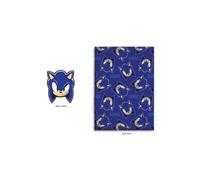 Conjunto de 2 piezas - SONIC - Manta y Cojín - 100x140 cm - Poliéster suave - Ideal para niños