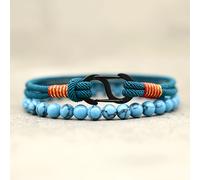 Conjunto de 2 pulseras minimalistas personalizadas , hechas de cuerda tejida, pulsera de cuerda de nailon de de 3 mm con cuentas naturales, adecuado para pulseras de joyería para hombre