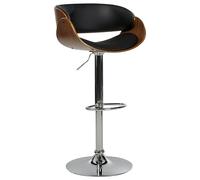 Conjunto de 2 sillas de bar giratorias de piel sintética reposapiés respaldo ajustable negro madera oscura Baku