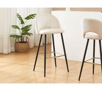 Conjunto de 2 taburetes de bar de pana y metal - Crema - FINCHY de Pascal Morabito