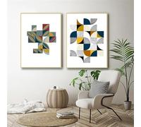 Conjunto de 2-Vida Abstracta Sencilla Arte de Pared Pintura de Lienzo Escandinavia Impresión Geométrica Imagen de Cartel para Sala de Estar Cocina Oficina Decoración del Hogar-40*60cm (Sin marco)