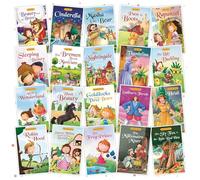 Conjunto de 20 historias favoritas y de cuentos de hadas | Cuentos en inglés para 3+ | Robinhood, Blancanieves, Alicia en el país de las maravillas, Cindrella, Rapunzel, Pato feo y otros