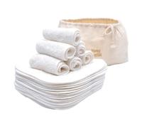 Conjunto de 25 Paños de Bambú para Bebés, Suaves, Absorbentes, Ideales para Rostro, Removedor de Maquillaje y Toallitas Reutilizables en Bolsa de Tela