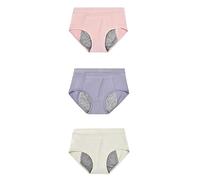 Conjunto de 3 bragas menstruales for mujer, ropa interior fisiológica a prueba de fugas, bragas de algodón de cintura alta.(Pink Blue Green,M)
