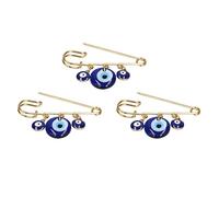 Conjunto de 3 Broches de Ojo Turco, Pin Decorativo Dorado con Ojo Azul, Aleación y Perlas de Vidrio, Accesorios de Joyería para Protección Personal