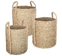 Conjunto de 3 cestas redondas pasto marino natural