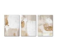 Conjunto de 3 - Cuadros Abstractos Acuarela Neutros Impresión en Lienzo Arte de Pared Horizontal Cuadro Póster Sala de Estar Cocina Oficina Dormitorio Decoración Hogar - 40x50Cm (Sin Marco)