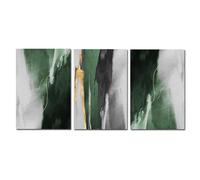 Conjunto de 3-Cuadros Abstractos Verdes Pared Lienzos Pósteres Nórdicos Láminas Decoración de Interiores Ideal Sala de Estar Oficina Dormitorio O Cualquier Otra Habitación-60*80cm (Sin marco)