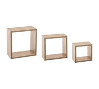 5five Conjunto de 3 estantes de Pared de Cubos de Roble Natural