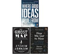Conjunto de 3 libros de la colección Steven Johnson (De dónde vienen las buenas ideas, El mapa fantasma, Cómo llegamos hasta ahora)