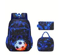 Conjunto de 3 mochilas con diseño de cielo estrellado de fútbol, mochilas casuales ligeras de gran capacidad para viajes y ocio, bolsos casuales multifuncionales