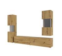 Conjunto de 3 Muebles de salón colección EVA. Color Roble y Negro.
