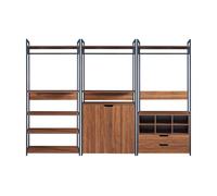 Conjunto de 3 percheros larem con 1 compartimento cerrado 2 cajones y 6 compartimentos abietos - negro/efecto nogal [en.casa] 40 cm
