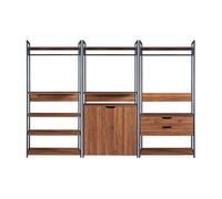 Conjunto de 3 percheros larem con 1 compartimento cerrado 2 cajones y 9 estantes - negro/efecto nogal [en.casa] 180 cm