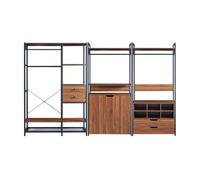 Conjunto de 3 percheros larem con 4 cajones 1 compartimento cerrado y 6 abiertos - negro/efecto nogal [en.casa]