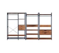 Conjunto de 3 percheros larem con 4 cajones y 7 estantes - negro/efecto nogal [en.casa] 180 cm