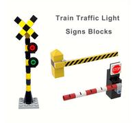Conjunto de 3 piezas de Bloques de Construcción de de Tráfico de Vía de Tren, de Paso a Nivel de , Accesorios de Piezas de Bloques, Juguetes DIY Cognitivos, Regalos de Navidad para Niños