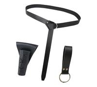 Conjunto de 3 Piezas de Cinturón de Caballero Medieval, Falda de Cuero Sintético, Herramienta de Senderismo Y Rana, Accesorios Clásicos Vintage Adecua, Negro