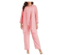 Conjunto de 3 piezas de pantalón para madre de la novia, conjunto de traje de gasa para boda, chaqueta, chaleco, pantalones, trajes de madre, coral, 44