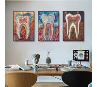 Conjunto de 3 Piezas de Pintura al Acuarela de Implantes Dentales en Sin , Póster Dental, Impresión de Anatomía Dental, Imágenes de Pared para Decoración de Hospitales y Clínicas, Sin