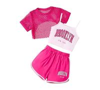 Conjunto de 3 piezas de verano para niñas, informal, holgado, sin mangas, con top y pantalones cortos, para actividades al libre, de 8 a 14 años, ropa de juego Trajes De Vestir Mujeres Empresarial