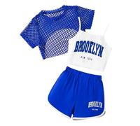 Conjunto de 3 Piezas de Verano para niñas, Informal, Holgado, sin Mangas, con Top y Pantalones Cortos, para Actividades al Libre, de 8 a 14 años, Ropa de Juego Traje De Baño Manga Larga Mujeres