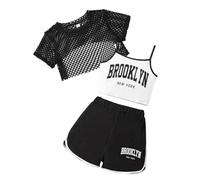 Conjunto de 3 Piezas de Verano para niñas, Informal, Holgado, sin Mangas, con Top y Pantalones Cortos, para Actividades al Libre, de 8 a 14 años, Ropa de Juego Traje De Baño Manga Larga Mujeres