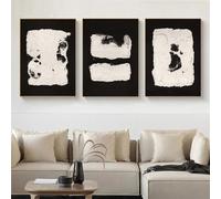 Conjunto de 3-Póster Abstracto de Bloques en Blanco y Negro e Impresiones Pintura Nórdica en Lienzo Arte de Pared Imágenes Sala de Estar Dormitorio Oficina Decoración del Hogar-50*60cm (sin marco)