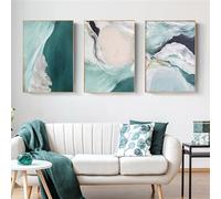 Conjunto de 3-Póster Abstracto de Pared Impresión Moderna en Lienzo Textura Verde Pintura Minimalista Arte Decoración de Sala de Estar Dormitorio Galería Habitación Cuadro-40*50cm (Sin marco)