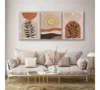 Conjunto de 3-Pósteres Impresiones Lienzo de Arte Bohemio Beige Pinturas de Pared Líneas Geométricas Abstractas Neutras Obras de Arte Sala de Estar Baño Oficina Pasillo Cocina-50*70cm*3Pcs (sin marco)