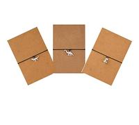Conjunto de 3 pulseras de dinosaurio de la amistad con tarjeta de mensaje Hacer un deseo pulsera ajustable tiranosaurio hecho a mano pulsera simple moda mujer joyería regalos