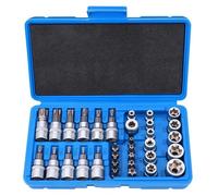 Conjunto de 34 piezas de Llaves de Vaso Torx, Juego de Llaves de Vaso, Juego de Carraca, Puntas Torx, Versátiles para Reparaciones de Automóviles, Bicicletas y Tareas Domésticas