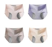 Conjunto de 4 bragas menstruales for mujer, ropa interior fisiológica a prueba de fugas, de algodón, tallas M-2XL(1XL)
