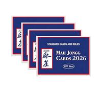 Conjunto de 4 Cartas de Mahjong con Reglas Oficiales 2026, Tarjetas de Puntuación de Gran Letra, Guía Fácil de Leer, Tamaño Grande, Accesorios y Regalos para Principiantes de Mahjong Mujeres y Hombres